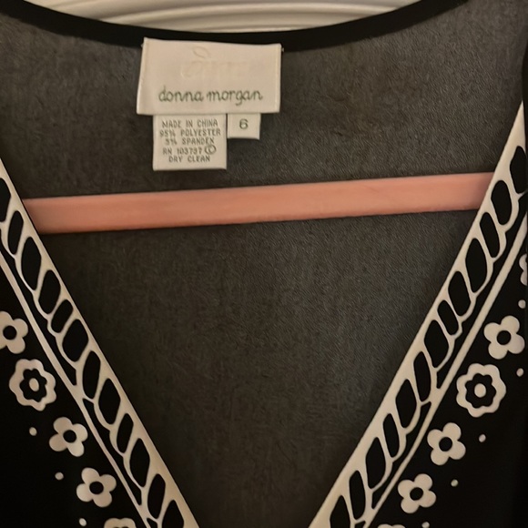 Donna Morgan Dress Sz 6 Stretch One Piece Boho Floral Midi Contrast - Picture 2 of 6